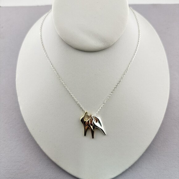 RLM Necklace Robert Lee Morris Heart Modernist Meandering White Bronze QVC - Picture 15 of 16